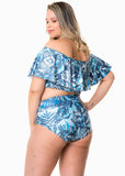 Panty bikini nudo azul tropical