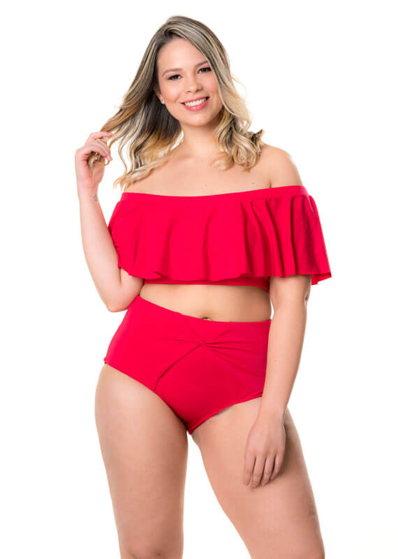 Off-the-shoulder Bikini Top Red