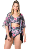 Fringe Cover Up Tropical Black