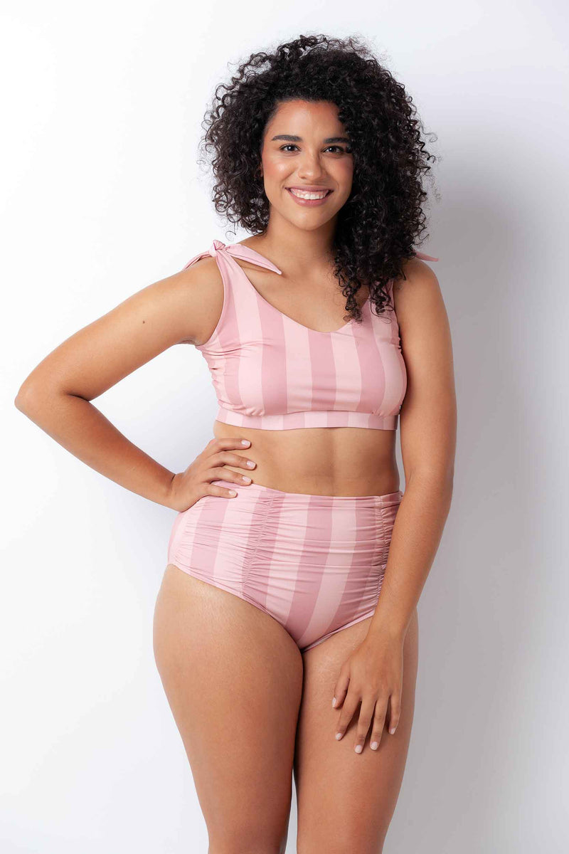 Knotted Bikini Top Pink Stripes