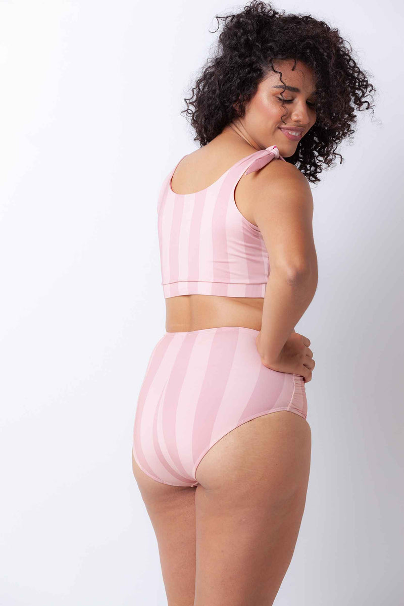 Knotted Bikini Top Pink Stripes