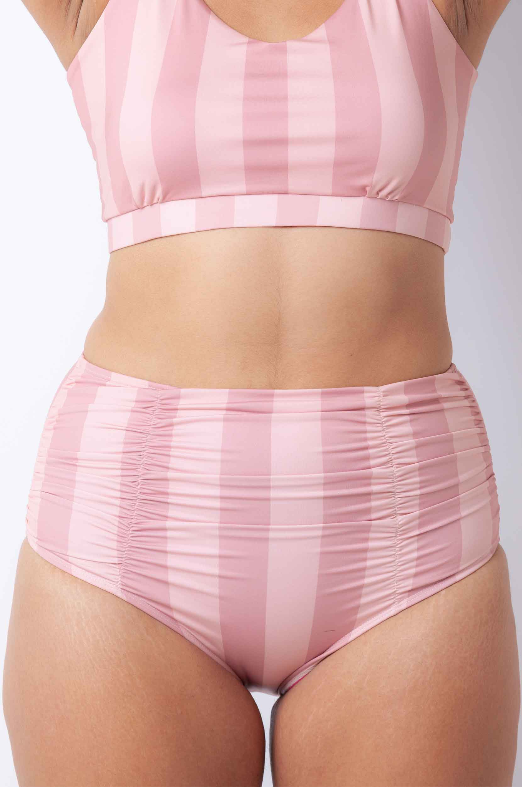 Panty recogidos rayas rosa