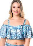 Off-the-shoulder Bikini Top Tropical Blue