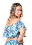 Off-the-shoulder Bikini Top Tropical Blue