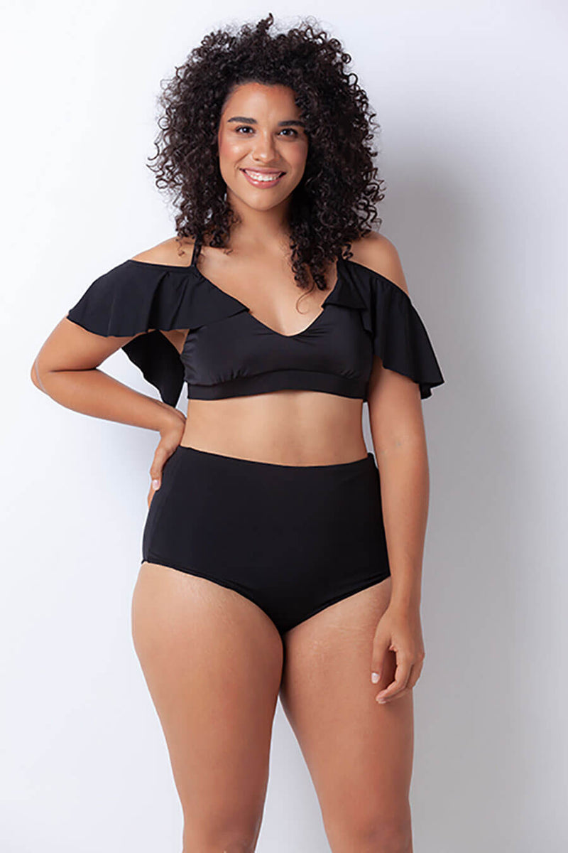Ruffle Bikini Top Black