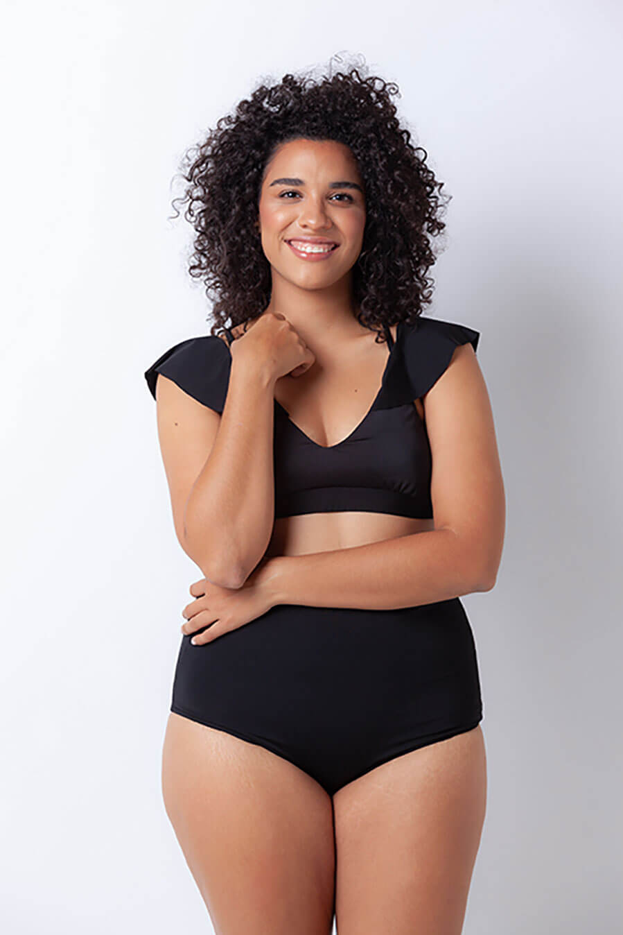 Ruffle Bikini Top Black