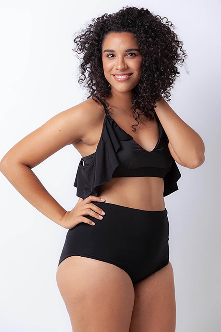 Ruffle Bikini Top Black