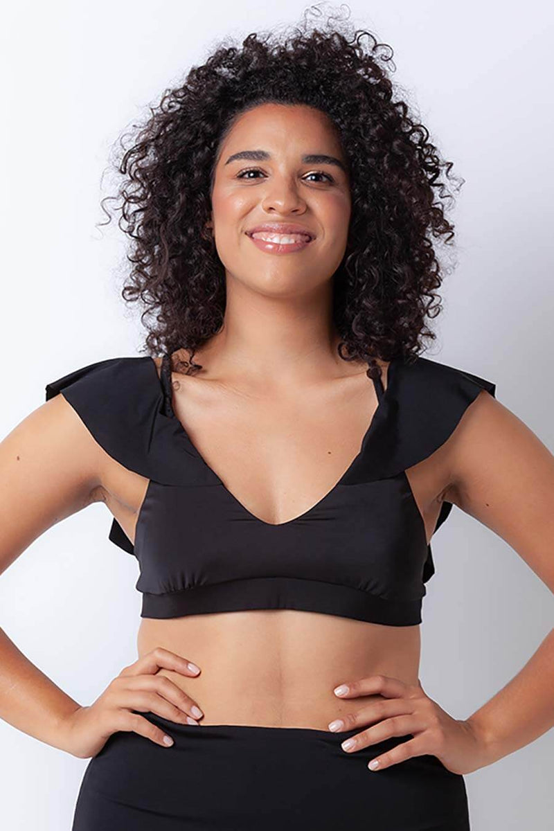 Ruffle Bikini Top Black