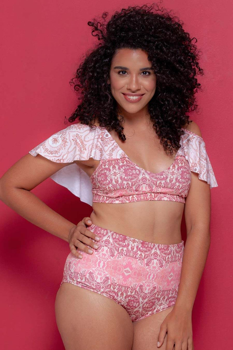 Ruffle Bikini Top Ancient Pink
