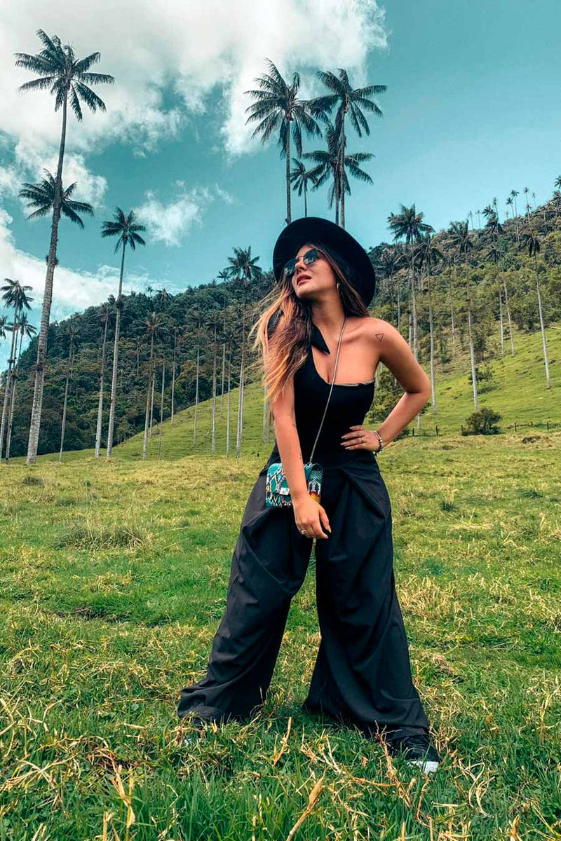 Pantalon ancho Negro