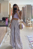 Pantalon Ancho print gris