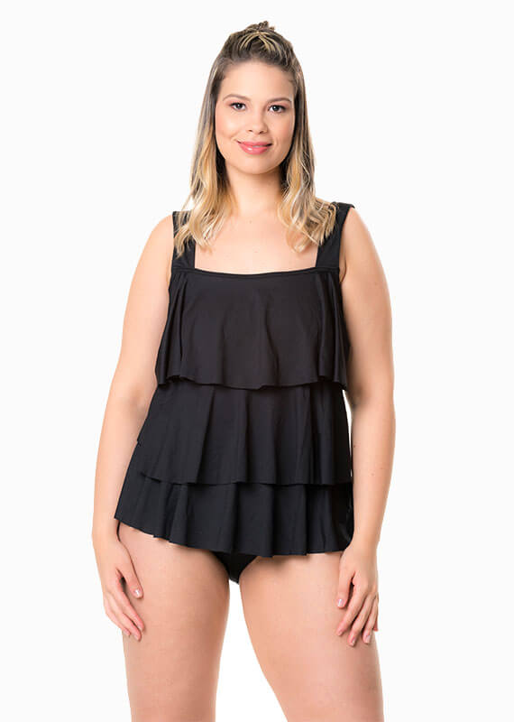 Multi-level Tankini Top Black