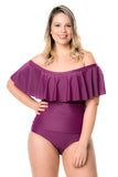 Off-the-shoulder Tankini Top Grape