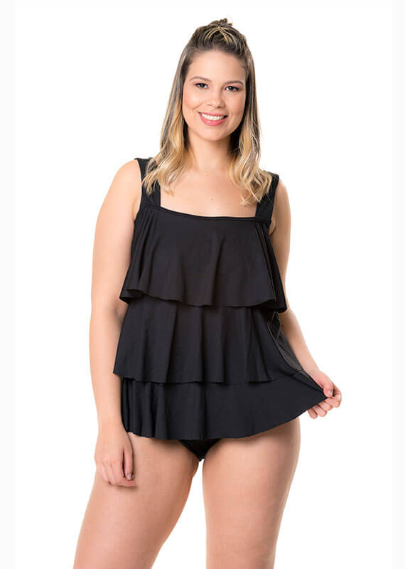 Multi-level Tankini Top Black