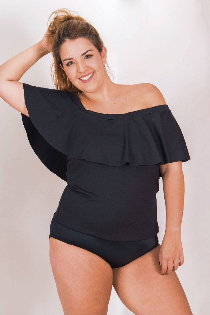 Off-the-shoulder Tankini Top Grape