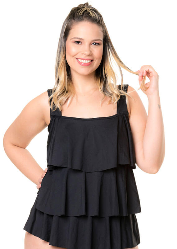 Multi-level Tankini Top Black
