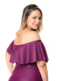 Off-the-shoulder Tankini Top Grape