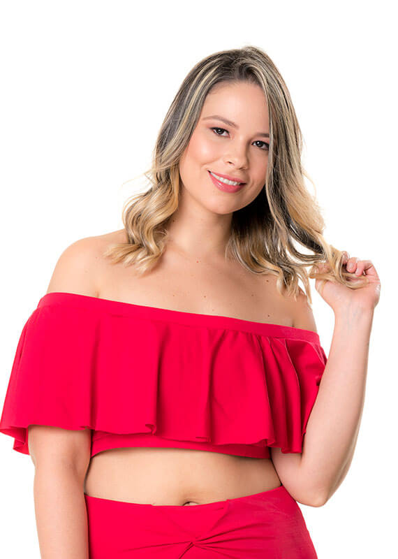 Off-the-shoulder Bikini Top Red