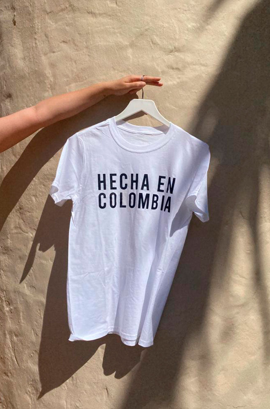 T-shirt Hecha en Colombia Blanca